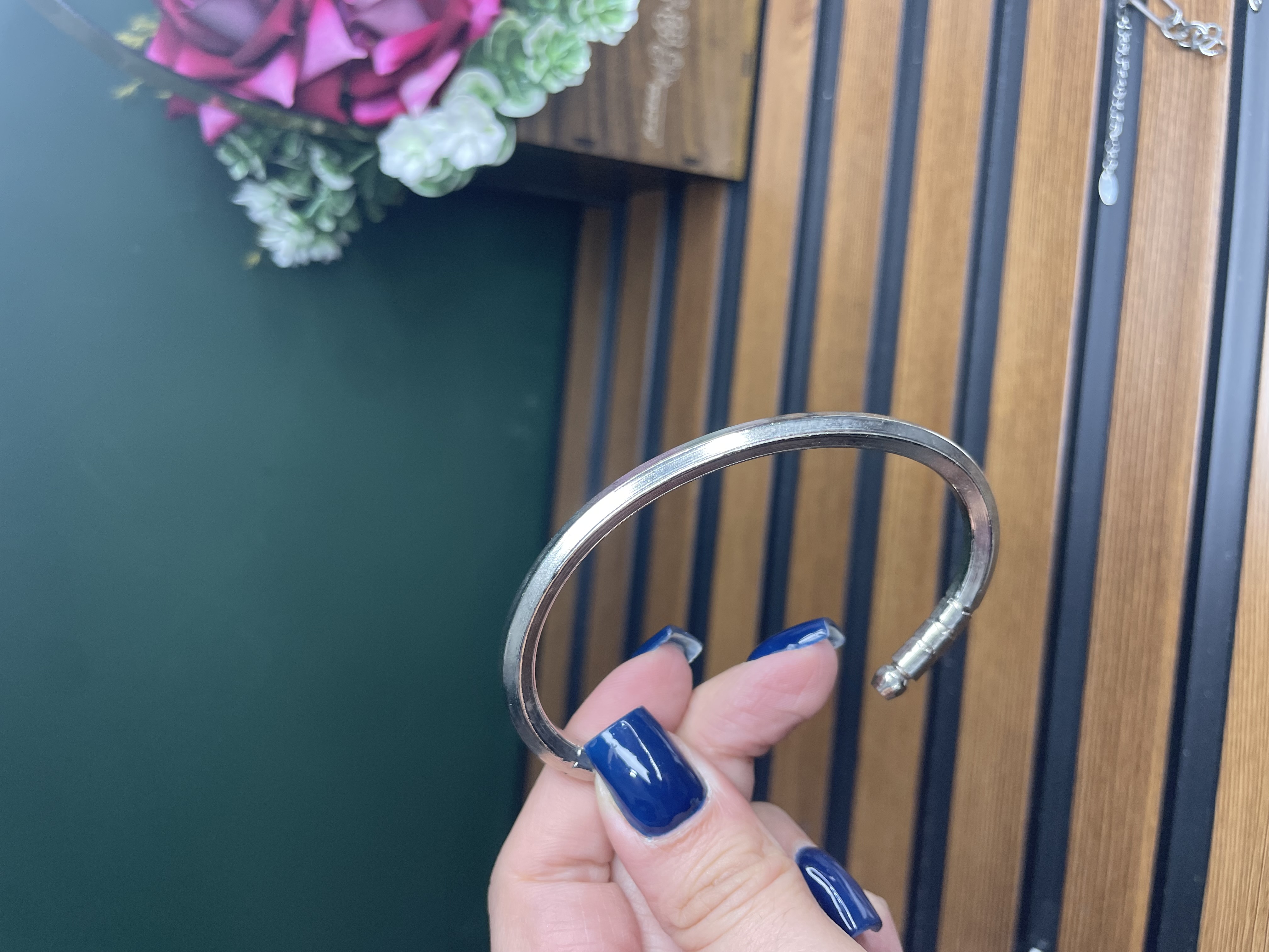 دستبند مردانه بنگل نقره ای جنس استیل