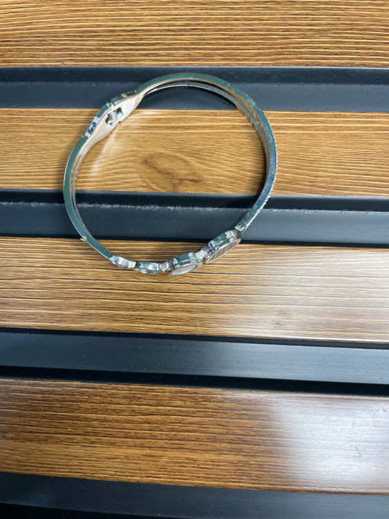 دستبند النگویی بنگل دخترانه نقره ای رنگ ثابت