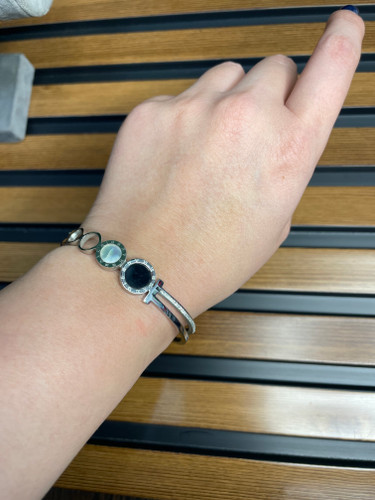 دستبند النگویی بنگل دخترانه نقره ای رنگ ثابت